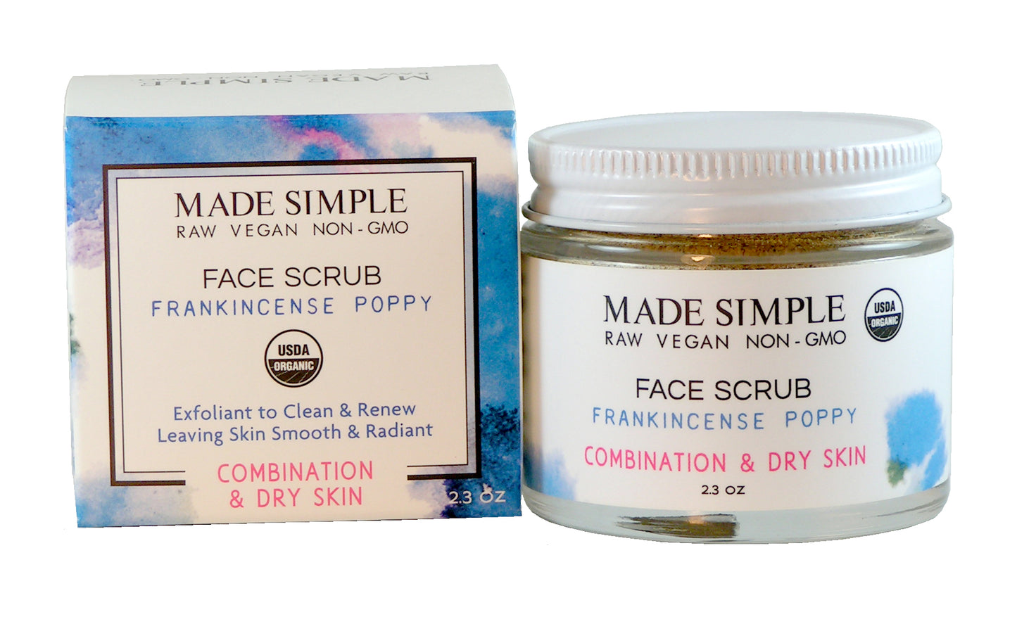 Frankincense Poppy Seed Face Scrub for Combination/Dry Skin - Certified Organic, Vegan & Cruelty-free-1