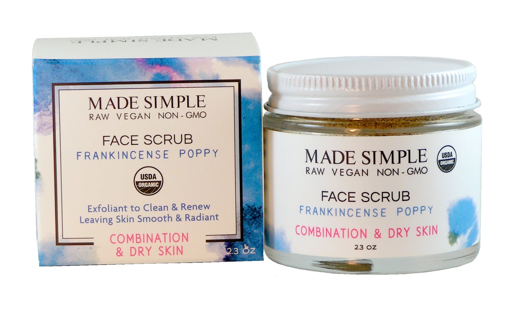 Frankincense Poppy Seed Face Scrub for Combination/Dry Skin - Certified Organic, Vegan & Cruelty-free-1